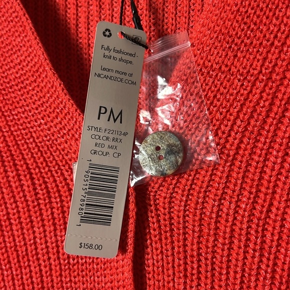 NWT NIC+ZOE Night Fall Fringe-Trim Button-Down Cardigan Size Petite Medium - Picture 5 of 8